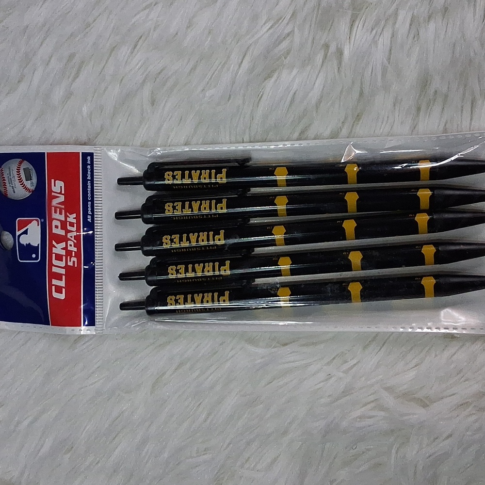 Pittsburgh Pirates 5 Pack BLACK INK Click Pens NEW